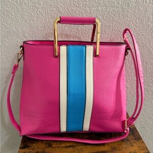 Stylish Pink and Blue Women's Handbag